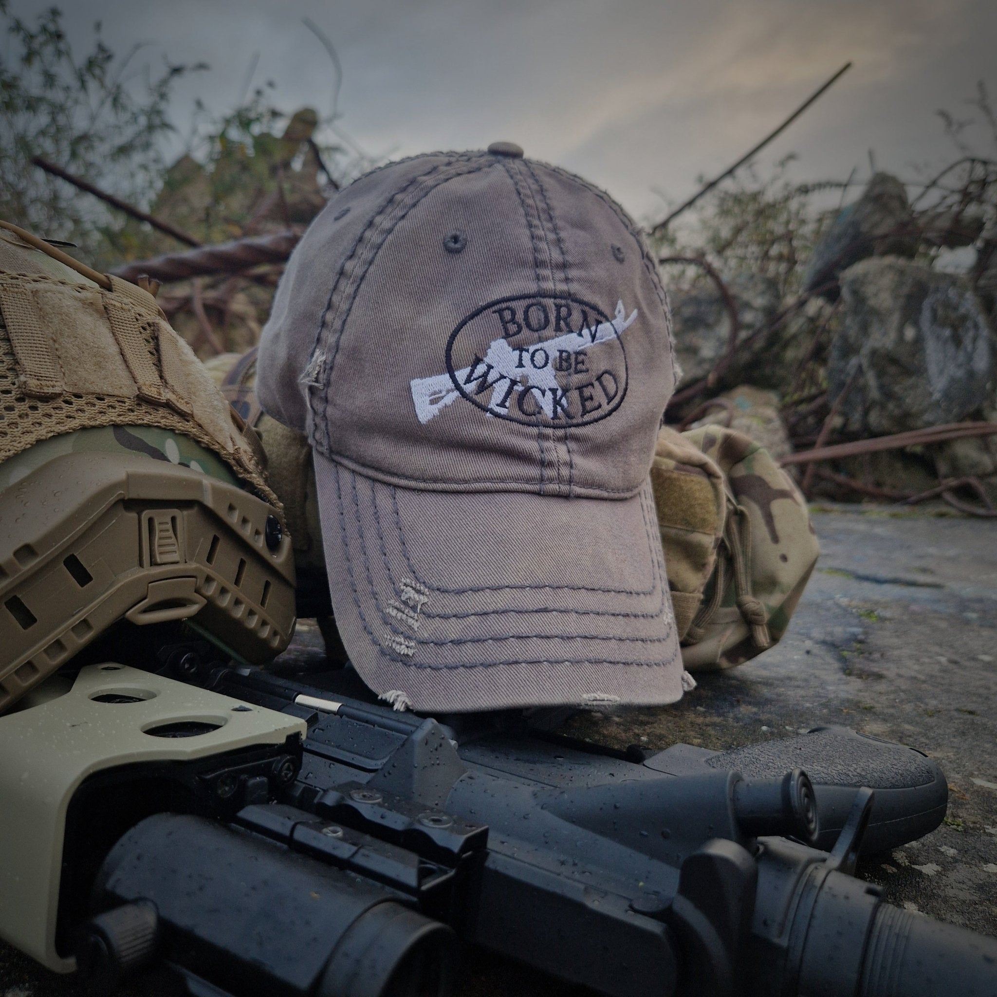 Distressed Operator Cap (Grey) - Born To Be Wicked